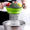 2 Pack Collapsible Colander Set, Emptycolor Foldable Collapsible Strainers for Kitchen, Small Round Colander with Base and Handles for Pasta, Fruit,
