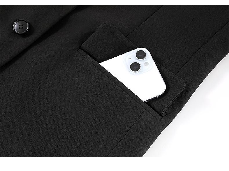 Women's Black Regular Fit Shoulder Suit Jacket - Autumn/Winter Loose Casual Korean Style with High-End Feel