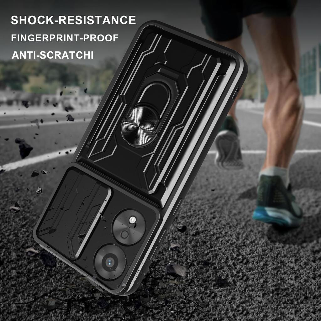 Für Oppo A78 4G Hülle PC+TPU Ständer Handy Rückseite mit Kameraschieber