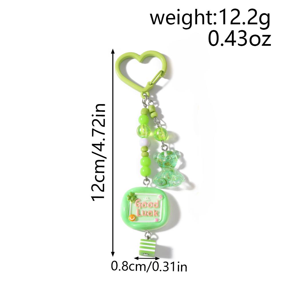 Cute Resin 3D Bear Keychain Women Girls Handmade Beaded Star Key Ring Pendants for Handbag Charms DIY Key Chain Jewelry Gifts