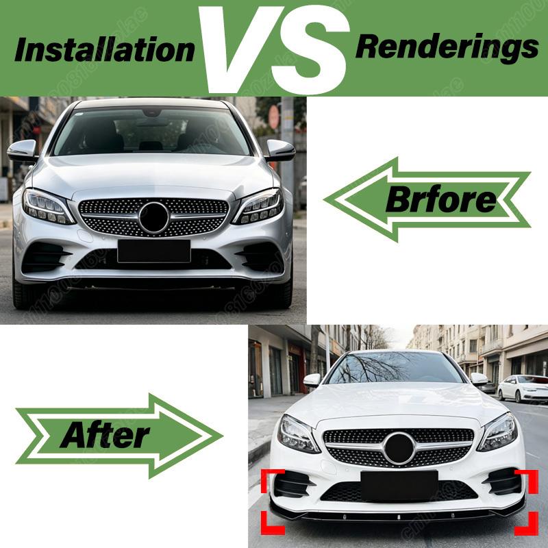 Pro Mercedes Benz W205 C205 S205 C43 C180 C200 C300 2019 2020 2021 Automobilový přední nárazník v AMG stylu, lip body kit pro úpravu karoserie