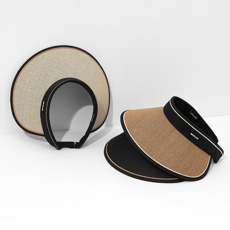 Sun hat children's summer new sunscreen hat shows a small face, UV protection, large brim, empty top vinyl straw hat