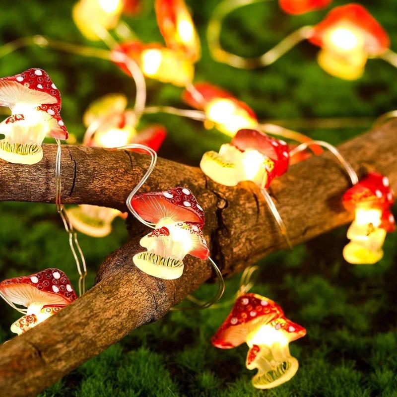 LED Mushroom Light, Copper Wire Light String, Micro Landscape Atmosphere Decorative Light, Easter Small Colorful Light Strip