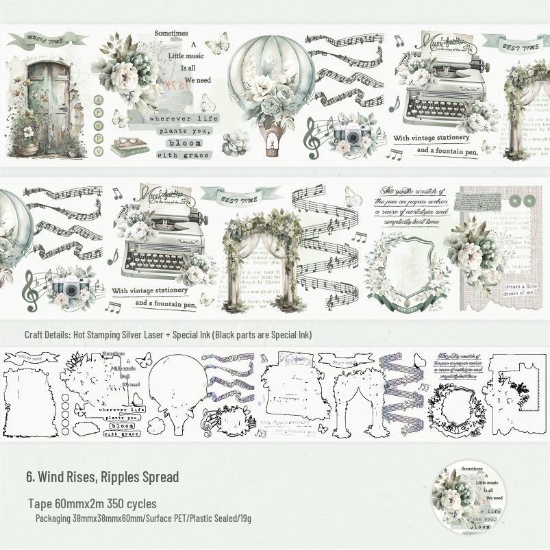 Rose Matte PET Washi Tape - Retro Laser Silver Aesthetic for Journaling & Collage Standard