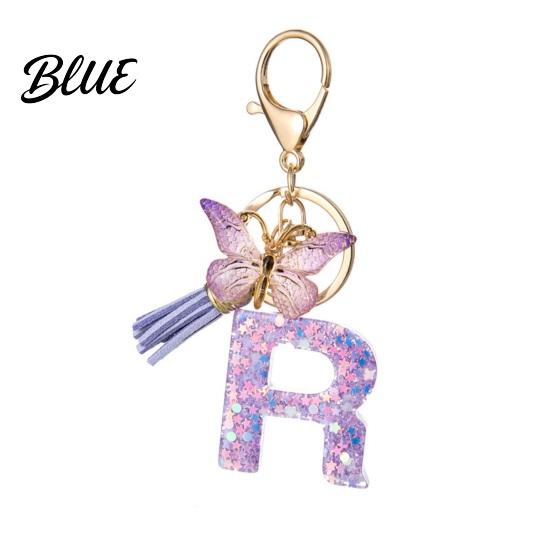 Comfortable To Carry Keychain Purple Series Pendant Sequins Star Initial Letter Charm Key