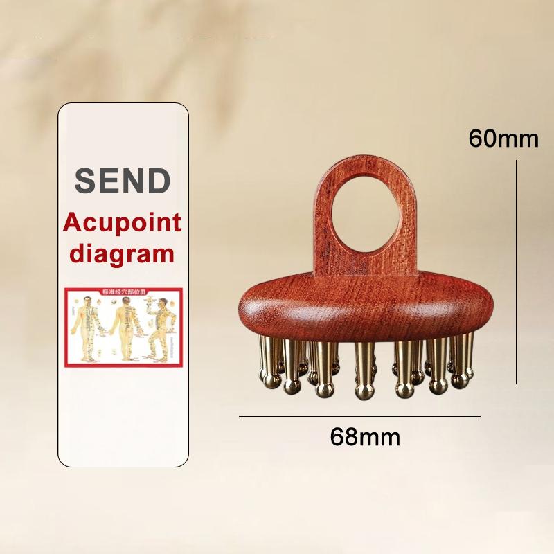 Professional Lotus Seedpod Beauty Brass & Rosewood Facial Gua Sha Tool Eye Relaxation Spot Meridians Acupoint Massage Handheld