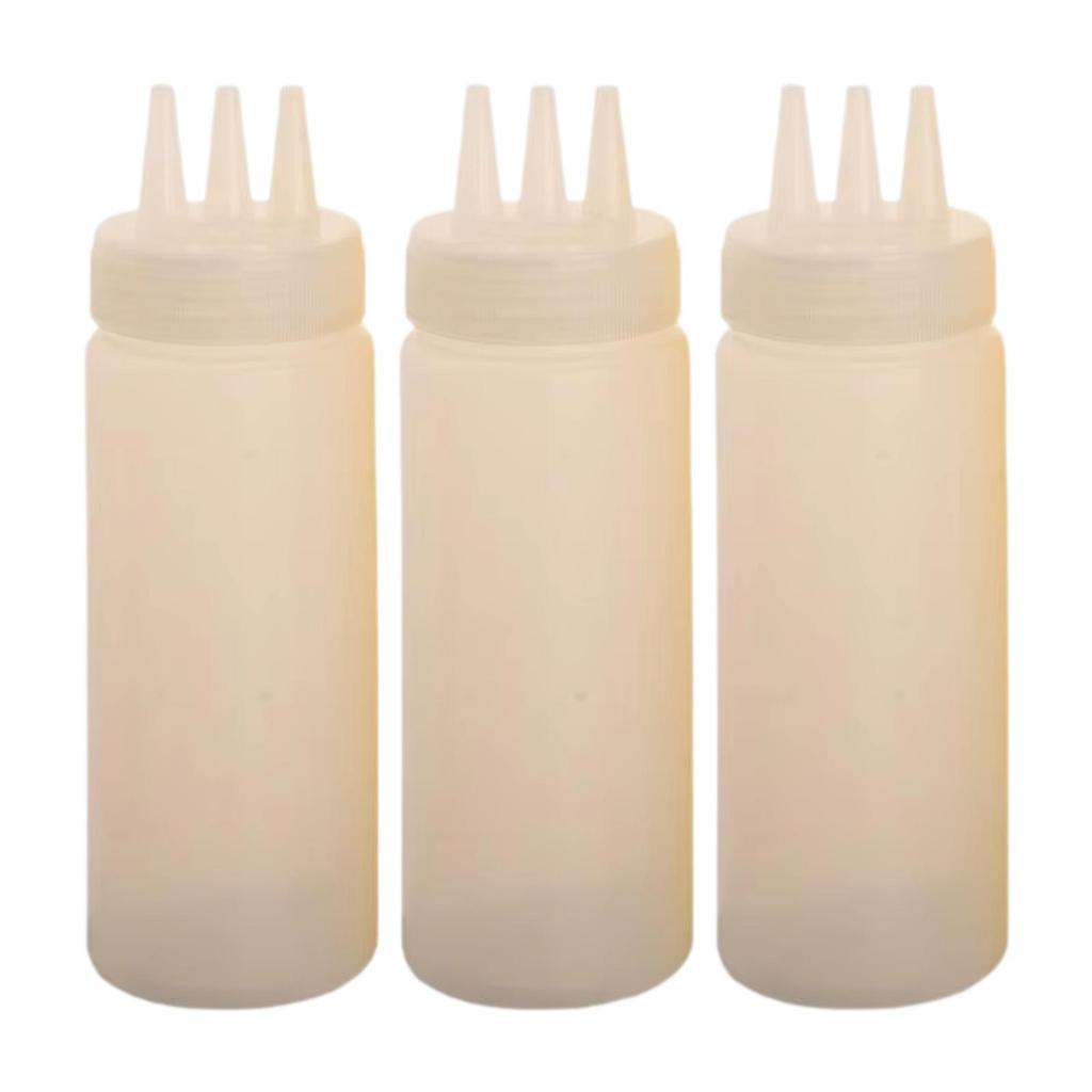 3x Sauce Bottles Squeeze Reusable Empty Multipurpose Squirt Bottles for Mustarde Ketchup Grilling Travel Cookie Decorating