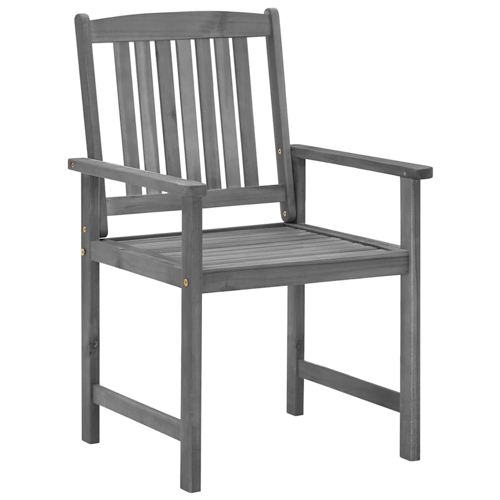Garden Chairs with Cushions 2 pcs Grey Solid Acacia Wood