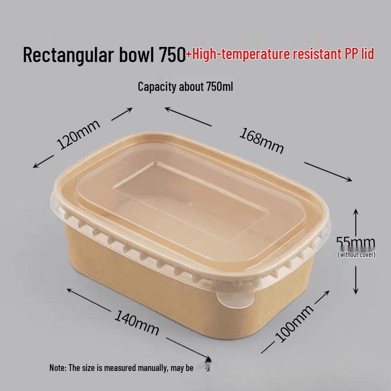 Disposable Rectangular Kraft Paper Takeout Bowl