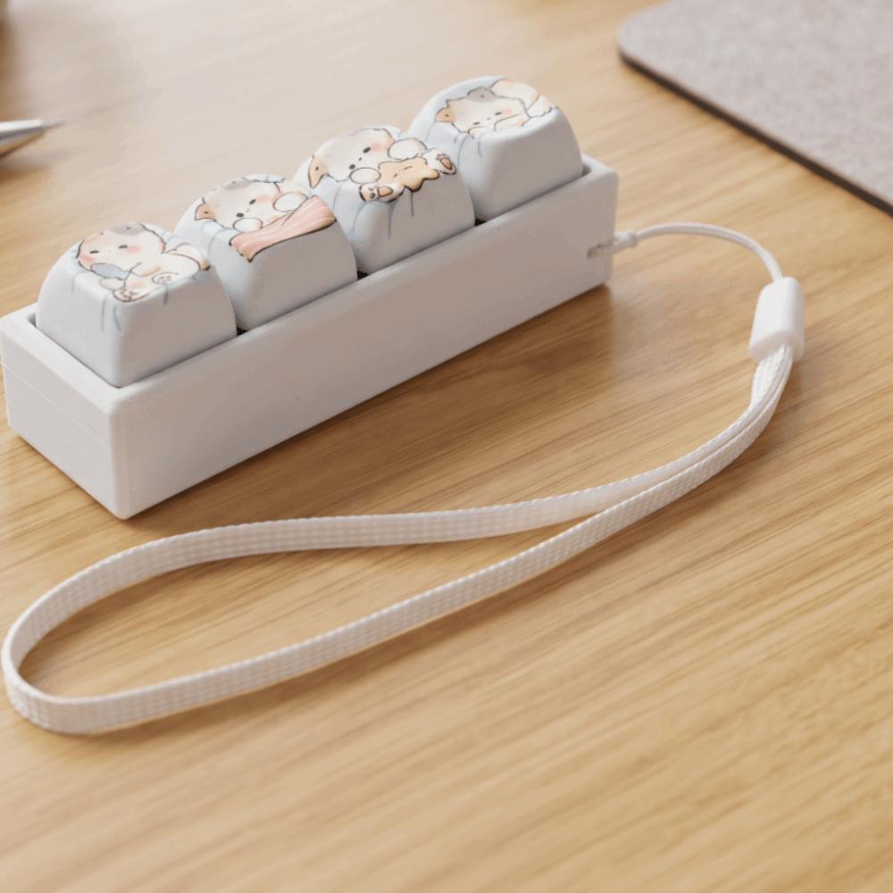 Cute Cat Keycap Fidget Keychain Mini Keycap Finger Button Press Toy Keychain Gift for Adults