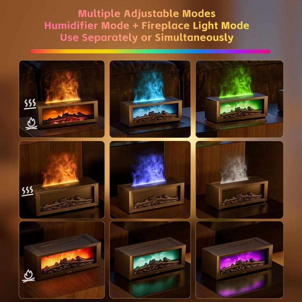 7 Farben Flammen Kamin Luftbefeuchter Haushalt Leiser Luftbefeuchter Desktop Intelligent Fernbedienung Aromatherapie Maschine