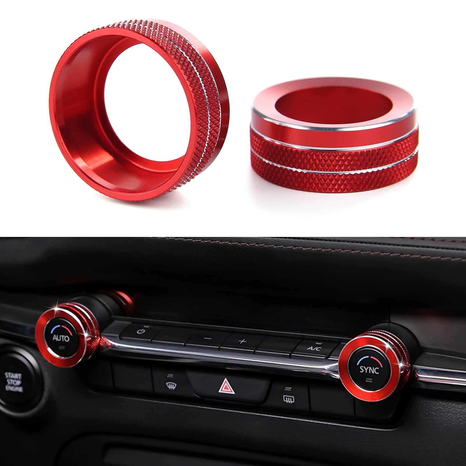

ANFOKAS Mazda 3 6 CX-5 CX-30 CX-50 Accessories Car Center Console AC Knob Cover 3 CX5 CX30 CX50 2020-2025 красный