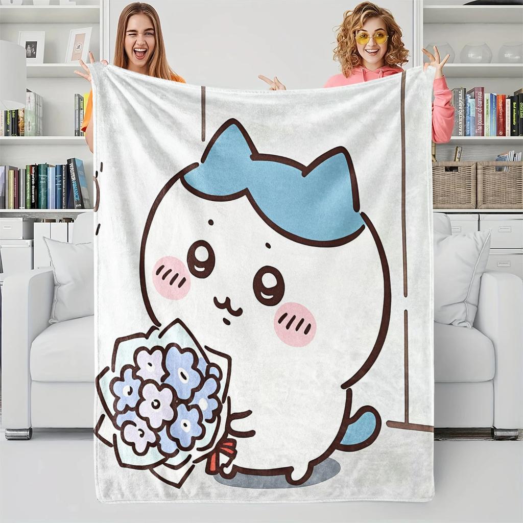 Chiikawa Printed Blanket Soft Fluffy Flannel Throw Blanket Home Leisure Warm Blanket for Sofa Office Camping Travel Child Gift