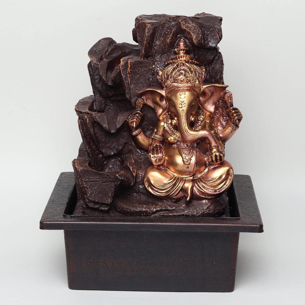 Buddha Tabletop Water Fountain with LED Lights | Polyresin Indoor Outdoor Waterfall Showpiece for Home & Office Decor
