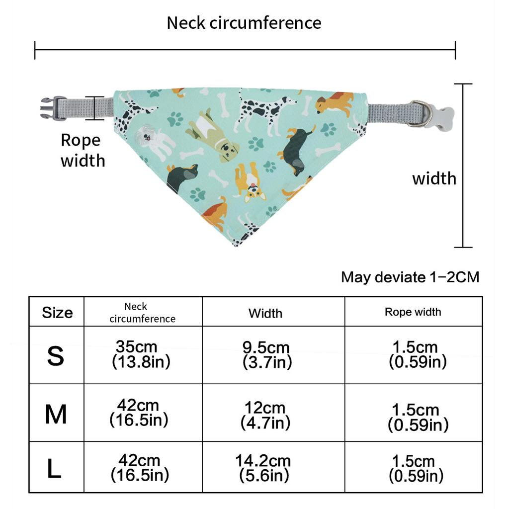 Adjustable Pet Bandana Cotton - Dog Cat Cartoon Print Drool Bib for Daily Use, Triangle Scarf Puppy Kitten Neckwear