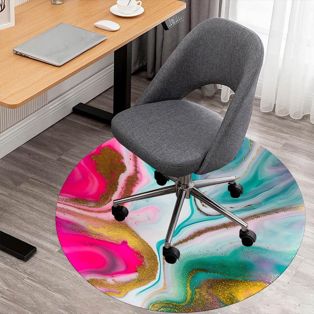 

1pc Marbleized Glitter Round Chair mat Area Rug - Non-Slip, Floor Mat for Office, Bedroom, and Indoor Decor c1125338 80cm by 80cm