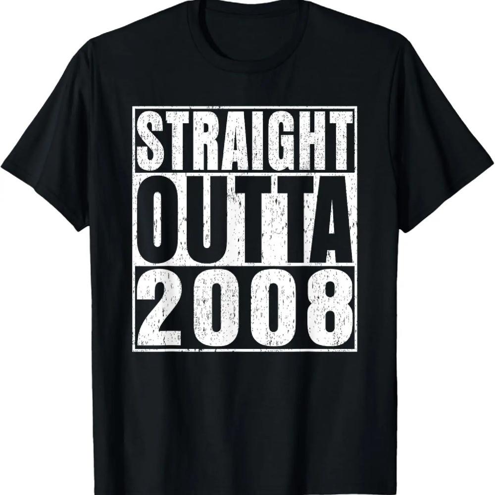 

Straight Outta 2008 17 Years Old Gifts Vintage 17th Birthday T-Shirt S