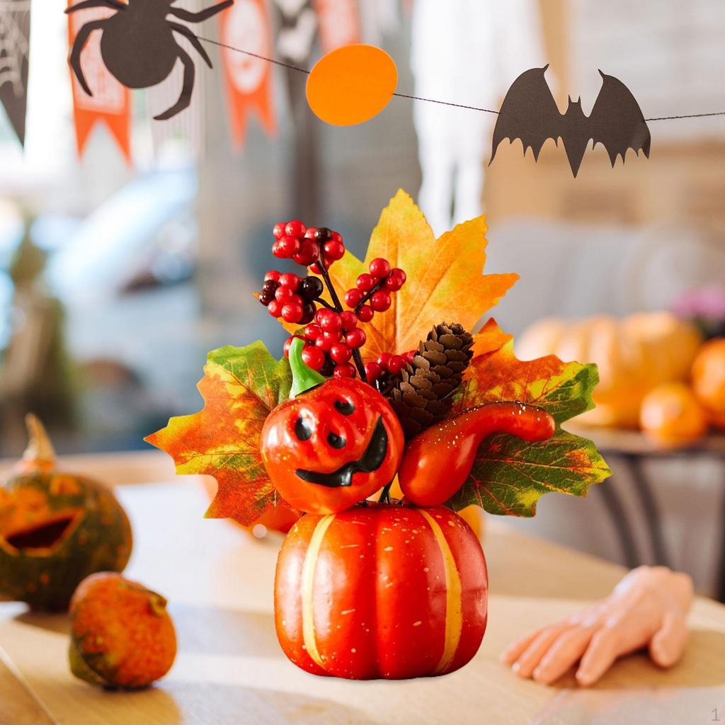 Autumn Pumpkin Sturdy Table Centerpiece Thanksgiving Artificial for Mantel, Fireplace, Desk,