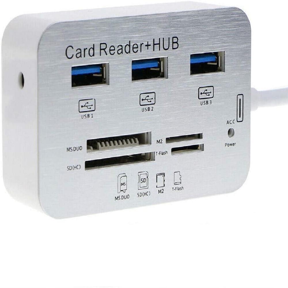 New Many-In-1 3 Ports USB 3.0 HUB MS SD M2 TF Memory Card Reader Adapter Box