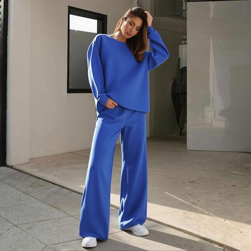 

Спортивный и повседневный костюм-двойка для женщин, включающий модное и стильное весенне-осеннее худи и брюки широкого кроя L