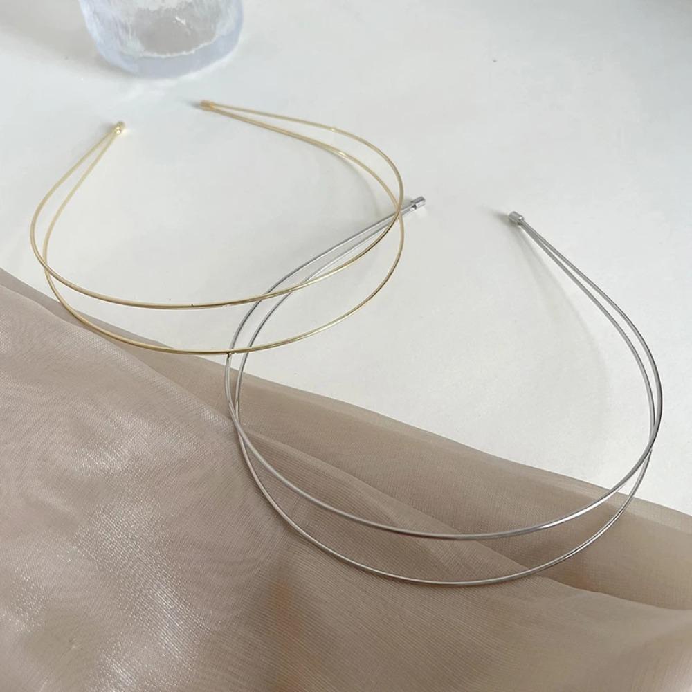 Silver Retro Gold Head Hoop Zinc Zinc Alloy Metal Hair Hoop Hair Accessories Double Root Hair Bands  Bride