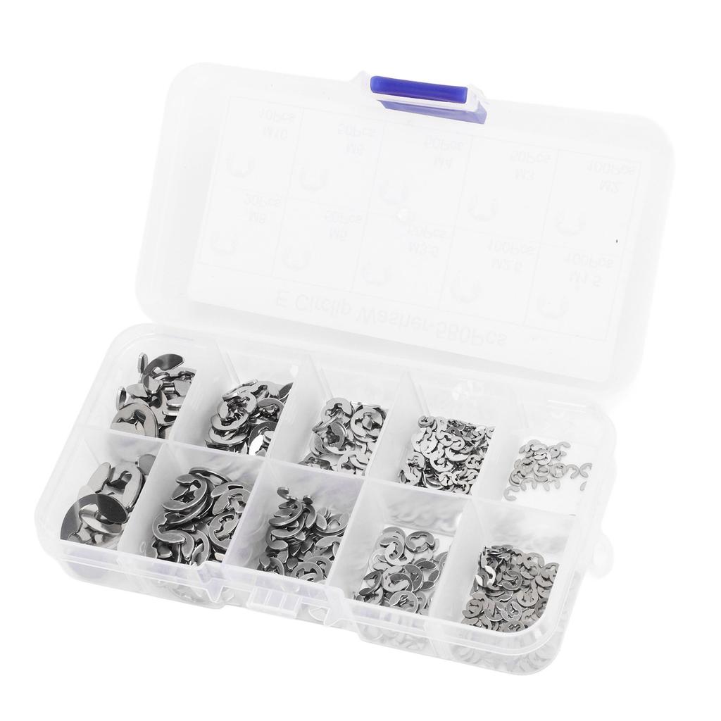 Pcs E Circlip Washer Set with Storage Box Stainless Steel Firm Fixing E Type Retaining Washer