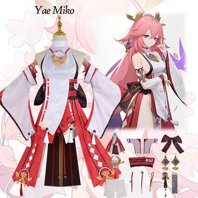 Yae Miko Cosplay Costume  Uniform Wig Cosplay Anime Chinese Style Halloween Costumes for Women Game