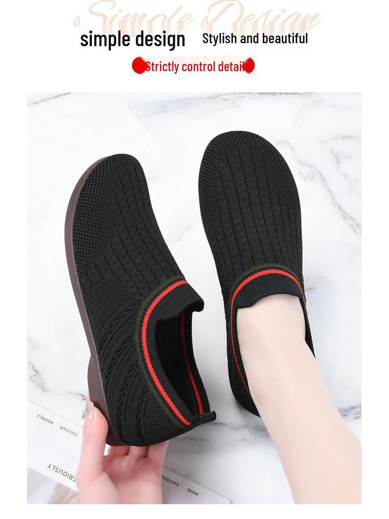 Spring/Summer 2025 Women's Fashion Slip-on Flat Bottom Breathable Shoes for Middle-Aged & Elderly