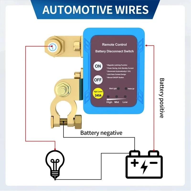 Autobatterie Trennschalter Fernbedienung 12V 240A Automatischer Stromabschalter Aus-Schalter Kill-Schalter für Auto PKW LKW Boot
