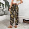 Women's Casual Printed Pattern Wide Leg Pants with Front Button Closure - Loose Straight Fit Trousers for Daily Wear Outfit
