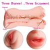3-in-1 Realistic Male Masturbator 3D Textured Artificial vagina anal Pocket Pussy Oral Sex Toys for Men