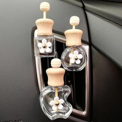 Empty Glass Bottle Car Vent Clip Fragrance Bottle Decor for Essential Oil Dispenser Car Deodorant Air Conditioning