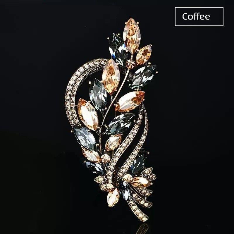 Retro Europe and America Crystal Gem Brooch High-End Corsage for Ladies Pin Elegant Suit Evening Dress Versatile Accessories
