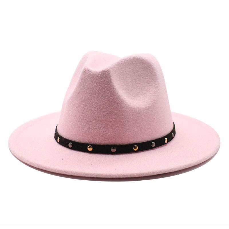 2021 Season Big Eaves Hat Flat Edge Top Hat Men And Women White Woolen Jazz Hat