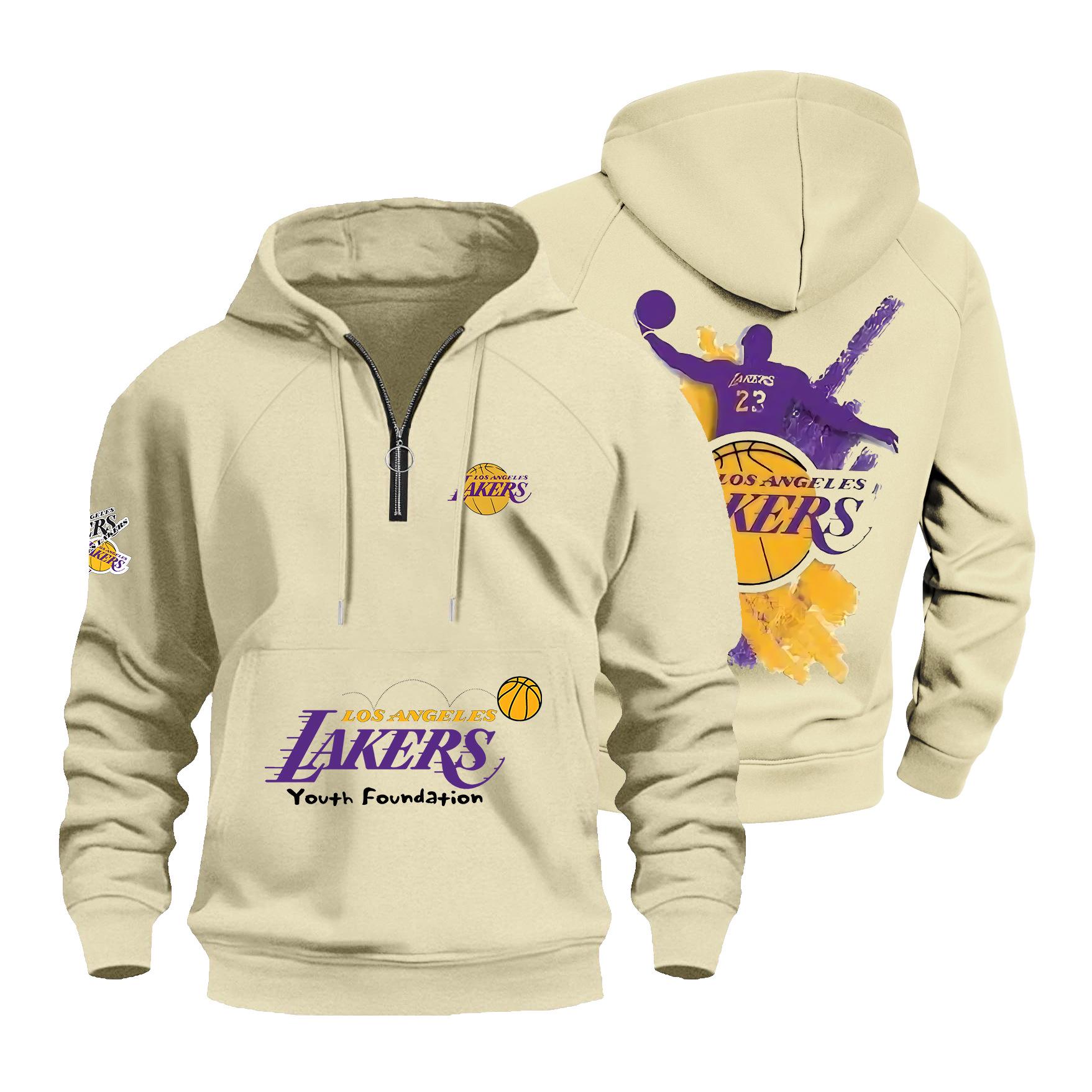 

Худі-реглан Lakers з довгим рукавом - З флісовою підкладкою та вільним кроєм L світло-жовтого кольору