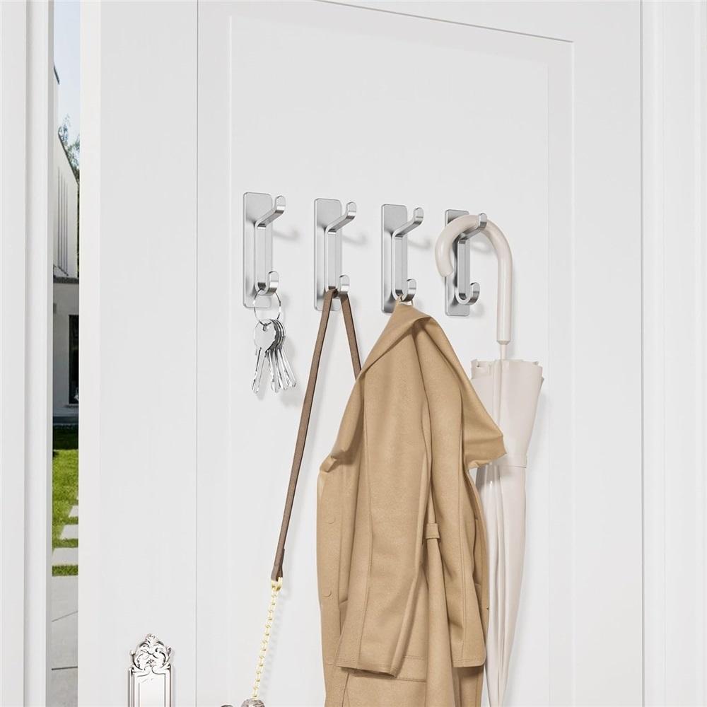 Ganchos Autoadhesivos, Extra Pegajosos y Fuertes, Cuelgan Hasta 6KG, Adhesivos de Alta Resistencia, Gancho sin Clavos para Detrás de la Puerta, Negro, Paquete de 4