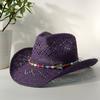 2026 Melesh Western-style Ginger Cowboy Hat with a Flexible Brim The Bohemian Style Is Perfect for Sun Protection On the Beach.