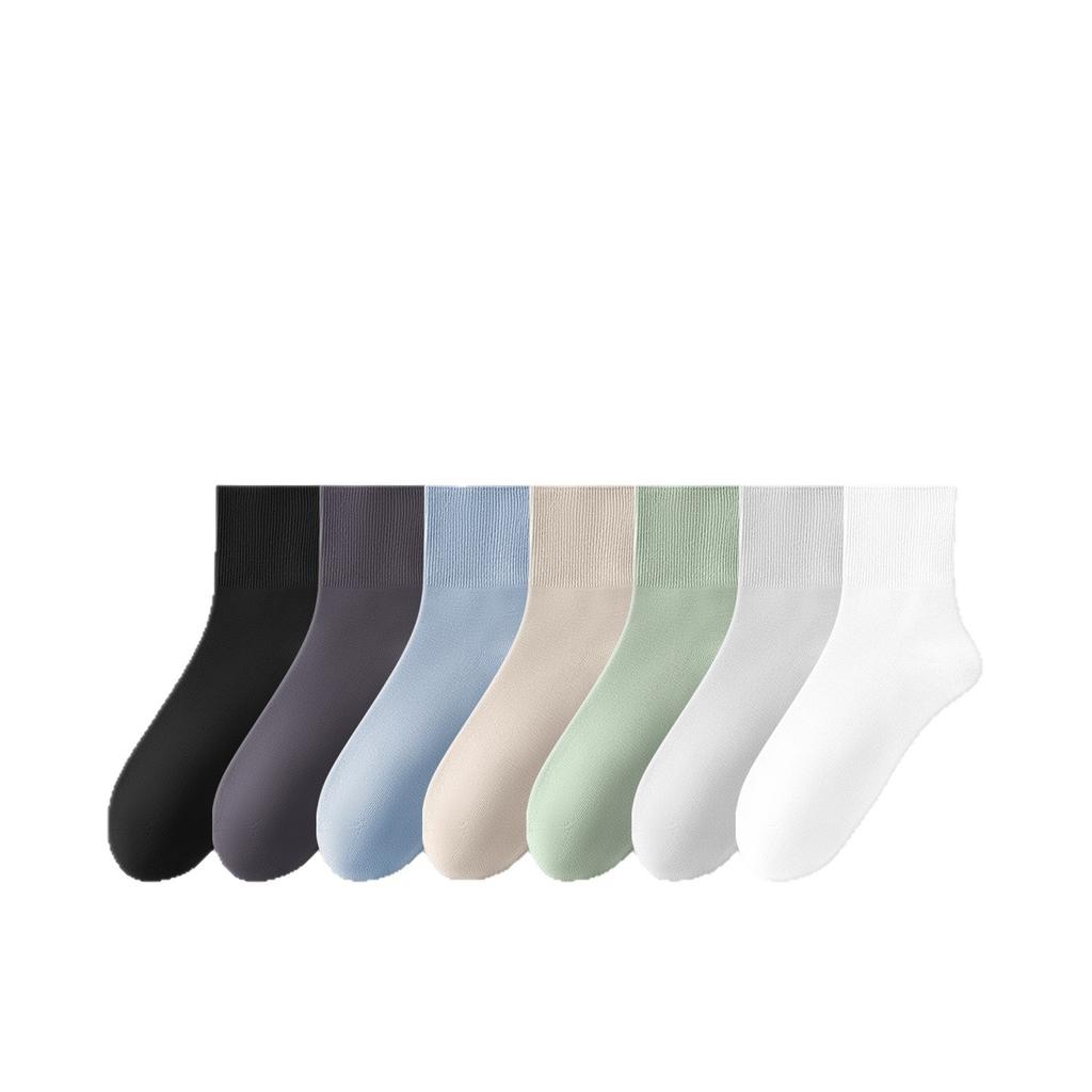 Men's Pure Cotton Loose-fit Spring-autumn All-season Double-needle Antibacterial and Deodorizing Mid-calf Socks