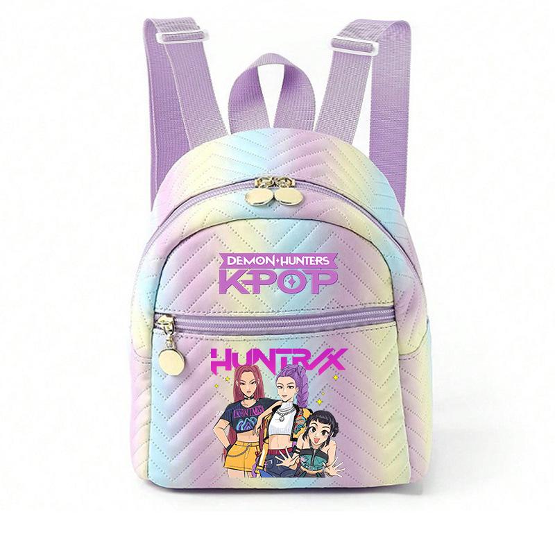 Kpop Synthetic Leather School Backpack for Girls Lightweight Candy Color Campus Bag