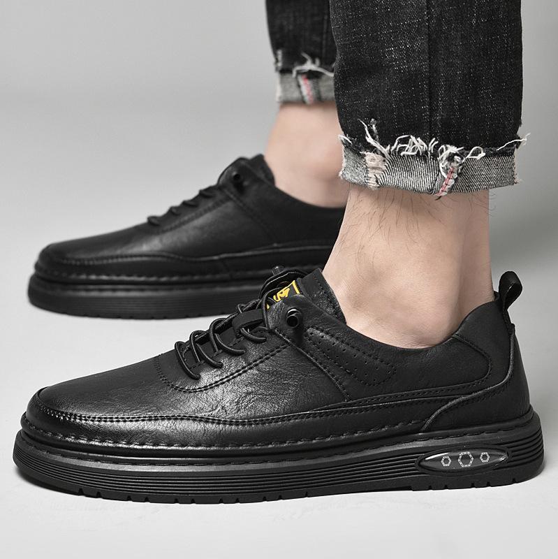 Men's shoes 2025 summer new men's Korean version of light luxury leather surface advanced sense waterproof and non-slip fashion lace-up shoes