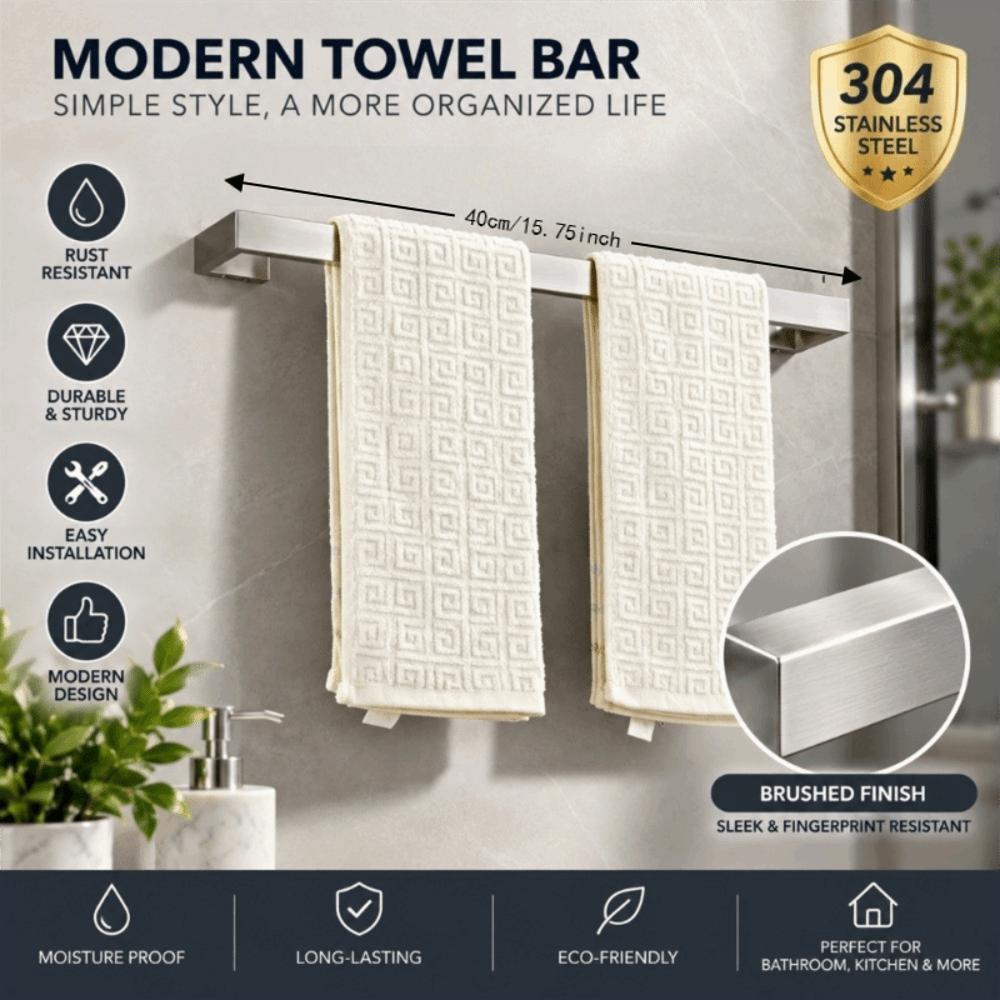 304 Stainless Steel Towel Holder Wall Mounted Towel Bar Towel Rack Bathroom Kitchen Balcony