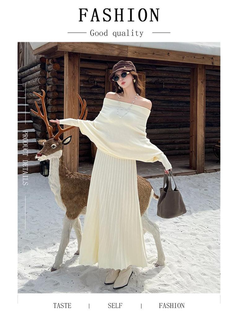 High-Quality Autumn/Winter Knit Sweater Skirt Set for Women