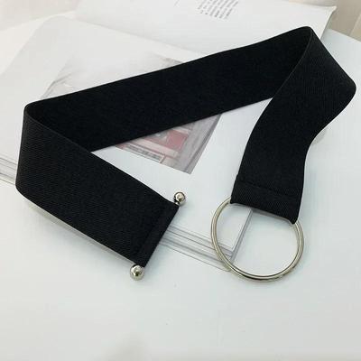 Women Fashion Simple Solid Color Waistband Belt Sweater Waist Coat Sealed Elastic Wide Round Buckle Decoration Dress Accessories