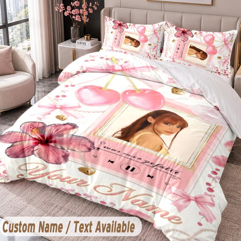 Custom Name Text 3Pcs Bedding Set Ayliva Duvet Cover And Two Pillowcases