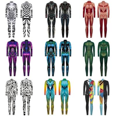 3D Digital Printing Stage Performance Costumes Adults Halloween Events Carnival Theme Party Cosplay Outfit Pretend Game Jumpsuit