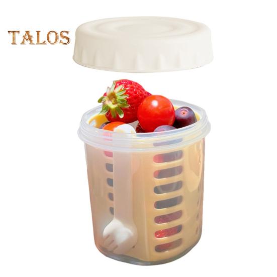 Salad Cup 501-600ml Food-Grade PP Leak-Proof Portable Salad Box with Lid Enhanced Drainage System Double Drain Cup