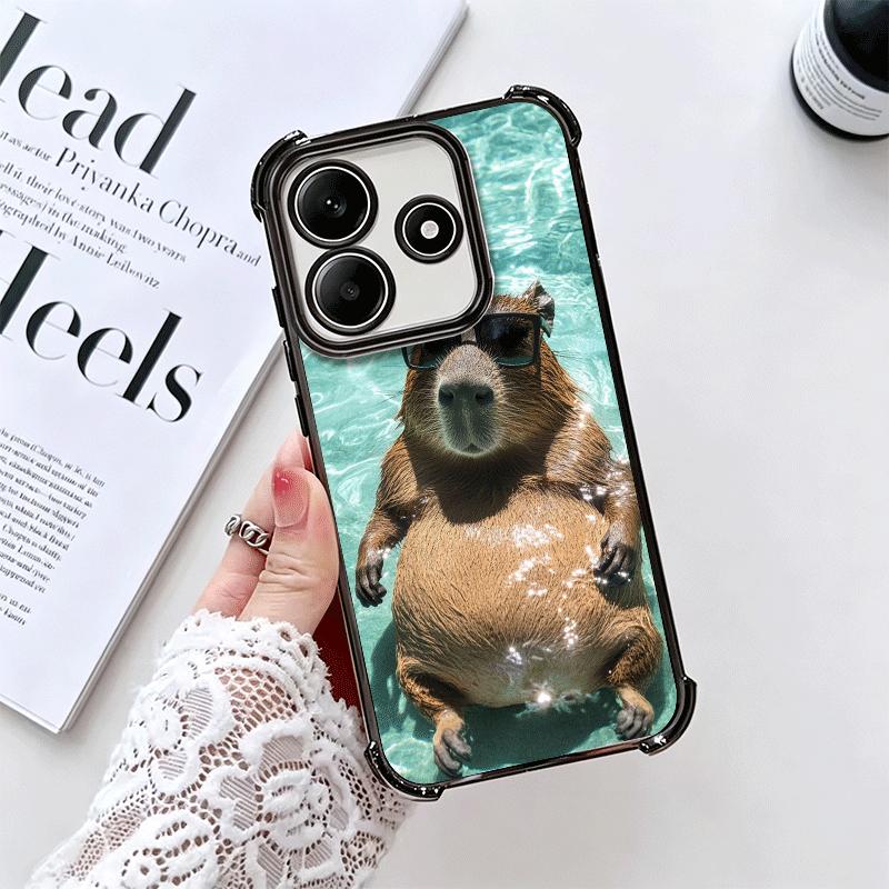 Animal Capybara Cute Plating Phone Case For Xiaomi Redmi Note 14 15 Pro Plus 13 12 11 11S 11T 10 9S 9 5G Anti-Fall Airabag Cover