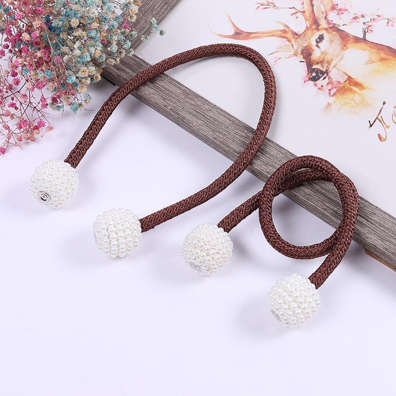 

2025 Магнитные Подхваты Для Штор Плетеные Шариковые Пряжки Без Пробойника Зажимы Для Удержания Драпировки Tali Tirai Magnetik 2pcs коричневый