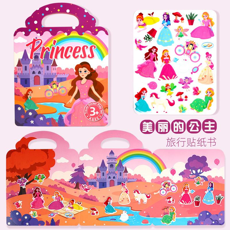 Kids' Reusable DIY Sticker Books Multi-Theme Bubble Paste Book Stickers Portable Montessori Sticker Toy Gifts for Children