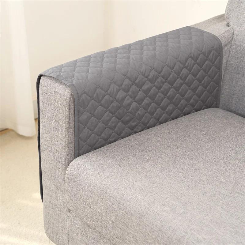 1PC Water Repellent Sofa Armrest Cover Double Pocket Sofa Side Cover Solid Color Plaid Chair Armrest Storage Bag for Living Room